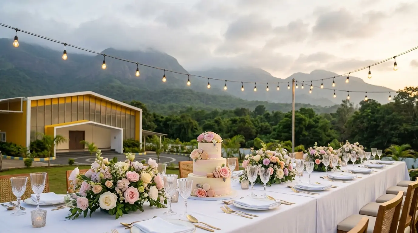 Elephant-themed resort decor and birthday celebration at Tuskers Hill Resort Anaikatti